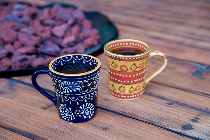 Encantada Handmade Hand-Painted Authentic Mexican Pottery Mugs (1-Pack, Mas Red)-Ruum Studio Home
