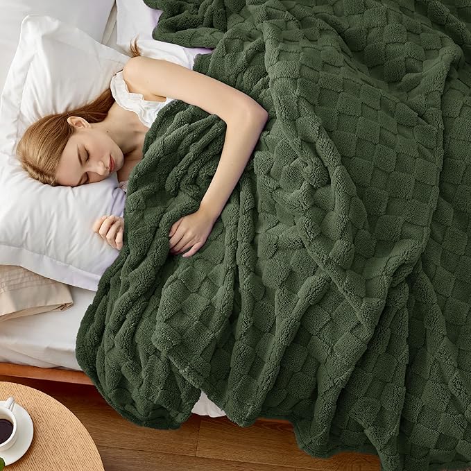 Bedsure GentleSoft Blankets Queen Size for Bed - Super Soft Cozy Blanket for Women Men Girls, Large Fuzzy Fleece Throw for Bedroom Decor, Bronze Green, 90x90 Inches-Ruum Studio Home