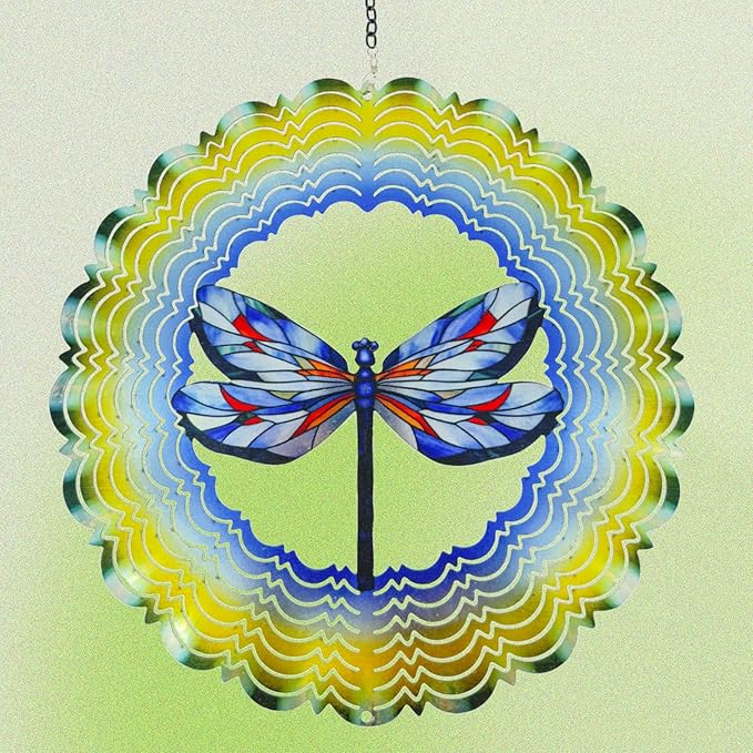 Wind Spinners Outdoor Dragonfly Decorations - Birthday Gifts for Women Mom Grandma, Hanging Wind Spinner 12 inch 3D Wind Sculptures for Garden Decor for Outside, Patio, Yard, Outdoor-Ruum Studio Home