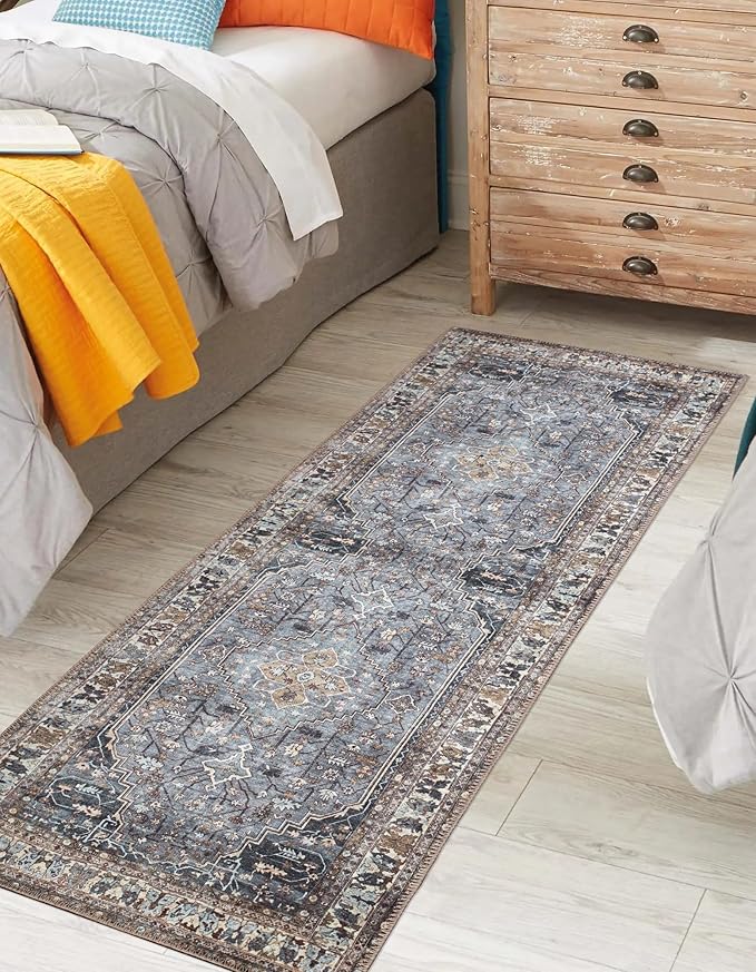 Keen Home Design 2x7 Rug - Machine Washable Runner Rug with Non-Slip Backing, Ideal for Hallway, Entryway, Kitchen, Laundry Room - Vintage, Easy Clean, Durable, Low Pile Rug - (2'6" x 7')-Ruum Studio Home