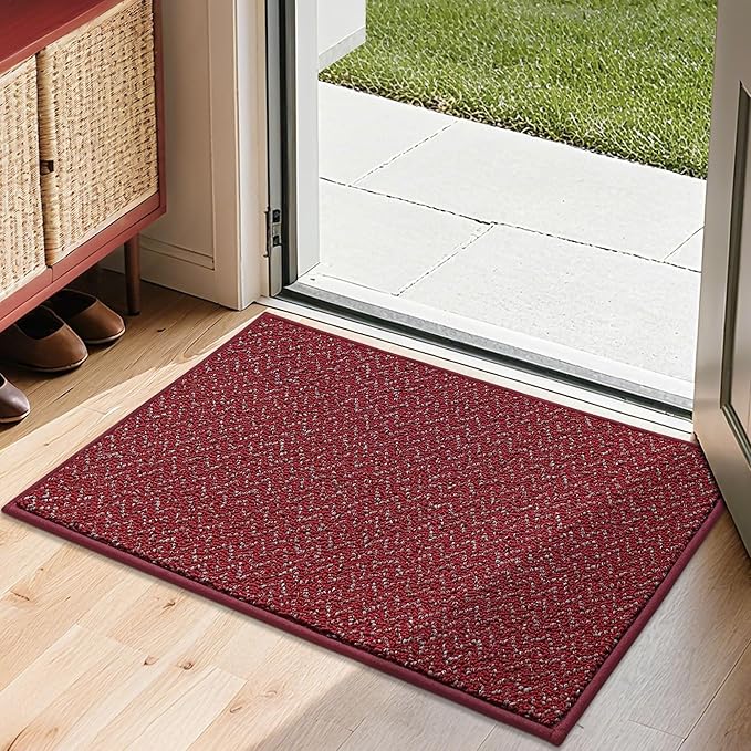 COSY HOMEER-Door-Mat 20" x 32" Non Slip Absorbent Entryway Rugs Dirt Trapper Doormats Washable Entrance Mats Low Pile Welcome Floor Mat for Front Back Door and Entry Mats,Red-Ruum Studio Home