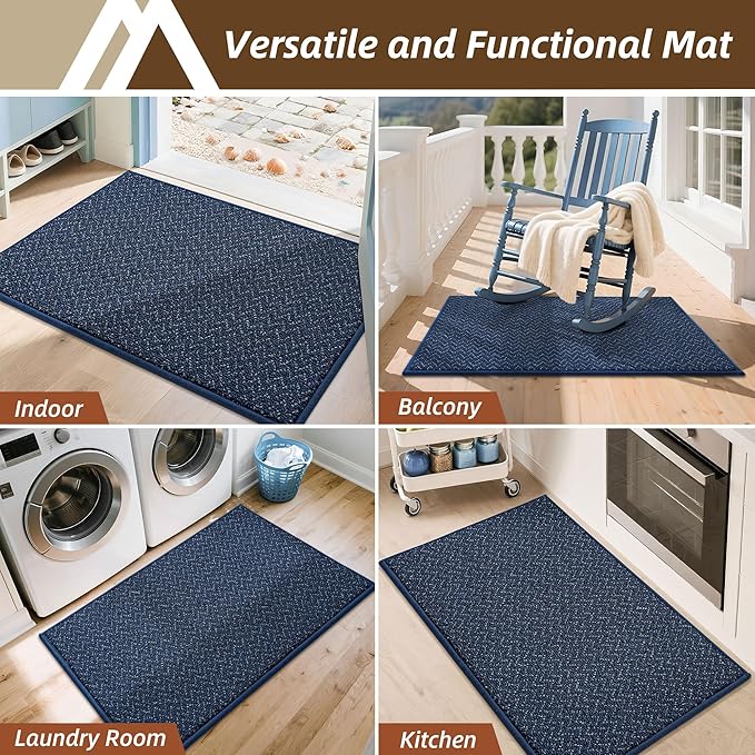 COSY HOMEER-Door-Mat 32"x48" Non Slip Absorbent Entryway Rugs Dirt Trapper Doormats Washable Entrance Mats Low Pile Welcome Floor Mat for Front Back Door and Entry Mats,Navy Blue-Ruum Studio Home