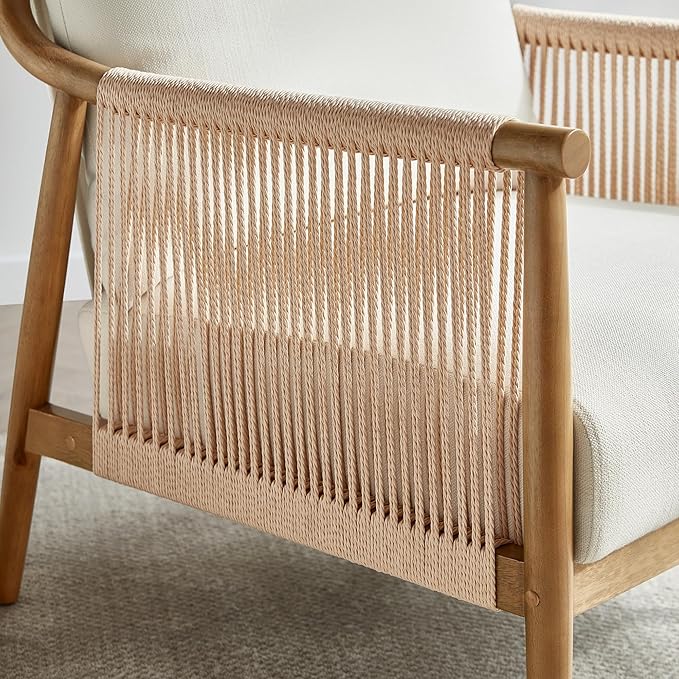 CHITA Braid Armchair, Modern Accent Chair for Living Room, Cream-Ruum Studio Home
