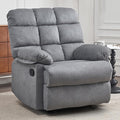 Rocker Recliner Chair, Overstuffed Manual Rocking Recliner for Adults, Upholstered Comfy Soft Fabric Living Room Reclining Sofa Chair(Gray)-Ruum Studio Home