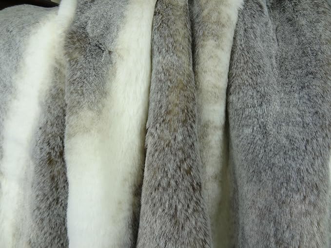 Tissavel Chinchilla Faux Fur Throw Blanket & Bedspread - Chinchilla Faux Fur - Gray Ivory Chinchilla Fur Throw - Luxury Soft Fur, Made in USA, 16444-Ruum Studio Home