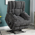 Power Lift Chair with Vibration Massage Heat for Elderly People, Dual Motor Electric Lay Flat Recliner Chair with Power-Remote, Standing Assistance Reclining, Chenille Dark Gray-Ruum Studio Home