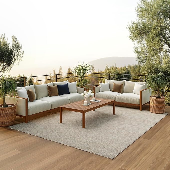 Nourison Positano Indoor-Outdoor Beige 8' x 10' Area Rug, Easy Cleaning, Non Shedding, Bed Room, Living Room, Dining Room, Backyard, Deck, Patio (8x10)-Ruum Studio Home