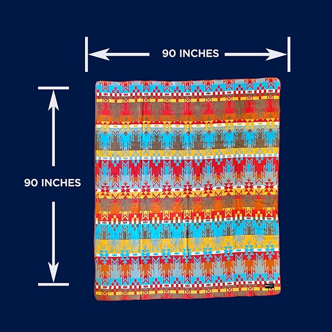 Beacon Blankets Southwestern Wigwam Native American Design Throw - 90" x 90" Blanket Only - Premium Plush Blanket Can be Used for Queen or King Size Bed-Ruum Studio Home