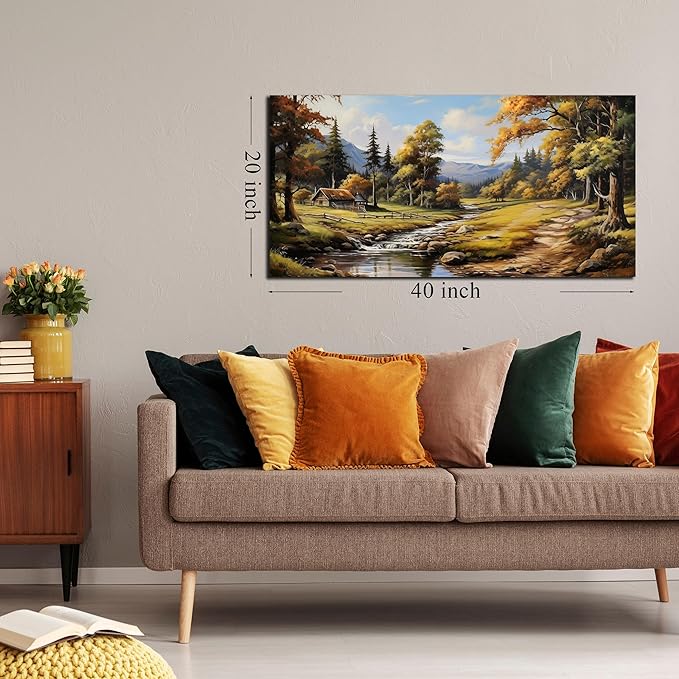 Natural Landscape Wall Art for Living Room Farmhouse Canvas Wall Art Prints Vintage Home Office Decor 20 x 40 Inch-Ruum Studio Home