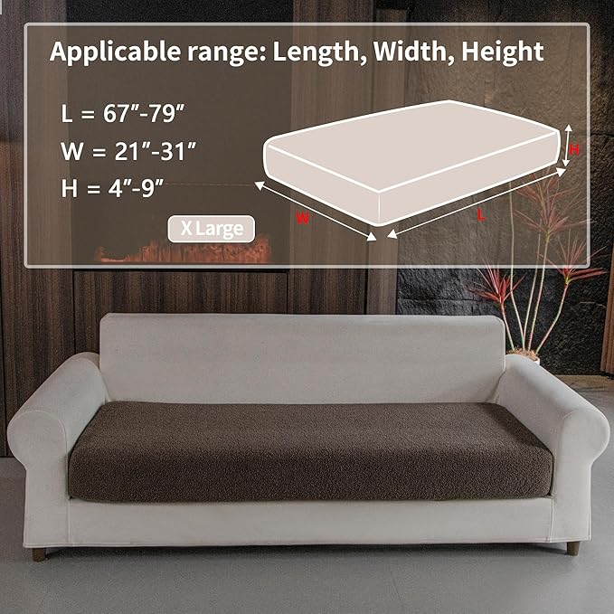 Couch Cushion Covers for Sectional Sofa, Stretch Soft Sofa Slipcovers Washable Wear-Resistant Universal Furniture Protector for Living Room(1 Piece Oversized Cover, Brown)-Ruum Studio Home
