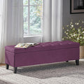 Christopher Knight Home Gloust Velvet Storage Ottoman, Upholstered Rectangular Storage Bench, Living Room Seating, Tufted BottonFoot Rest Stool for Home Office, Entryway and Bedroom, Purple-Ruum Studio Home