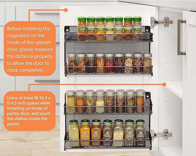 CAXXA 2 PK 2 Tier Mesh Kitchen Counter-top or Wall Mount Spice Rack Jars Storage Organizer, Bronze-Ruum Studio Home