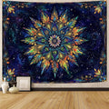 Fowocu Boho Floral Mandala Tapestry for Bedroom Aesthetic Blue Bohemian Colorful Flower Wall Tapestry Purple Hippie Indian Small Tapestries Wall Hanging for Living Room Dorm Decor 40 x 30 Inch-Ruum Studio Home