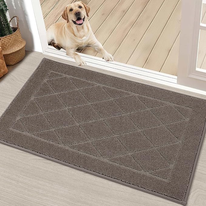 BEQHAUSE Dirt Trapper Door Mat 20" x 32", Doormat Non-Slip Entryway Rugs Washable, Dog Door Mat Stain Resistant and Absorbent Welcome Floor Mat for Front Back Door, Muddy Wet Shoes & Paws, Light Brown-Ruum Studio Home