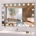 Hasipu LED Bathroom Mirror with Lights, 47" x 32" Hollywood Wall-Mounted Bathroom Mirror with 22 Dimmable Bulbs, 3 Colors Modes, Touch Control, Anti-Fog, Memory Function, Shatter-Proof, ETL Listed-Ruum Studio Home