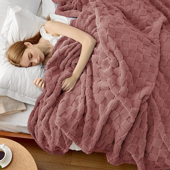 Bedsure GentleSoft Blankets Queen Size for Bed - Super Soft Cozy Blanket for Women Men Girls, Large Fuzzy Fleece Throw for Bedroom Decor, Dusty Pink, 90x90 Inches-Ruum Studio Home