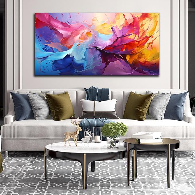 GUGIKA Abstract Wall Art for Living Room, Colorful Canvas Wall-Art for Bedroom, Print, 29x59 Inches-Ruum Studio Home