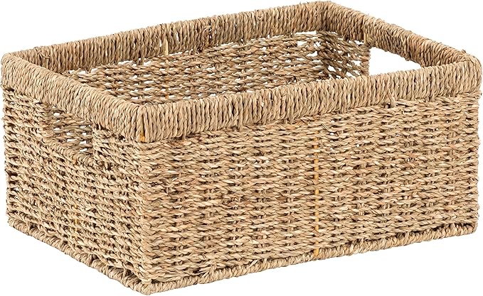 CENBOSS Wicker Baskets (Large, Seagrass, 1PC) Rattan Storage Baskets for Shelves, Woven Seagrass Holder-Ruum Studio Home