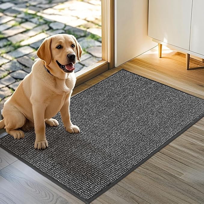 JSEI Dirt Trapper Door Mat 24"x36" Non-Slip Washable Entrance Mat, Dog Doormats, Absorbent & Fade-Resistant Floor Mats, Low Profile Welcome Mats for Entryway, Front Door, and Inside Entrance,Dark Grey-Ruum Studio Home