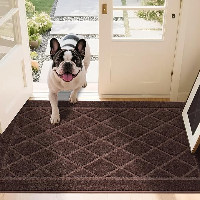 JSEI Dirt Trapper Door Mat 36"x60", Non-Slip Washable Entryway Mats, Dog Door Mat, Stain Resistant and Absorbent Floor Mats, Low Profile Welcome Mat for Front Back Door, Brown-Ruum Studio Home