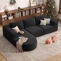 Modular Sectional Sofa with L-Shape Chaise,Cloud Sectional Modern Sleeper Couch with Deep Seat,Sponge Compression Sofas No Assembly Required (Black-Corduroy Fabric) 1pcs-Ruum Studio Home