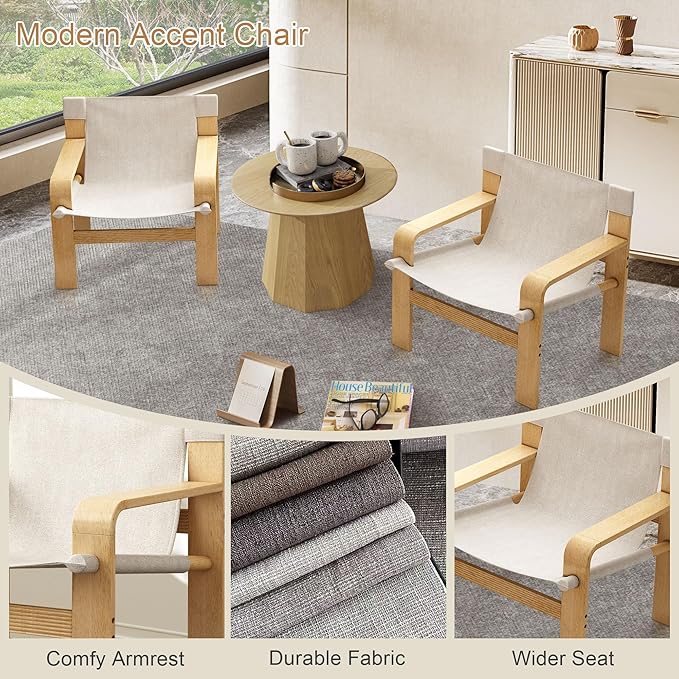 Mid-Century Accent Chair with Wide Armrest & Solid Wood Frame, Detachable and Washable Armchair, Modern Living Room Reading Chairs for Bedroom Sunroom Bedroom Balcony-Ruum Studio Home