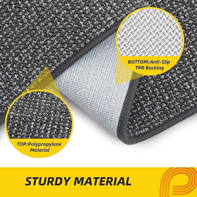 JSEI Dirt Trapper Door Mat 24"x36" Non-Slip Washable Entrance Mat, Dog Doormats, Absorbent & Fade-Resistant Floor Mats, Low Profile Welcome Mats for Entryway, Front Door, and Inside Entrance,Dark Grey-Ruum Studio Home