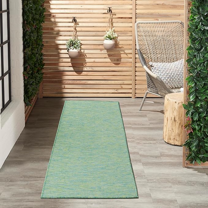 Nourison Home Positano Blue Green 2' x 6' Area Rug Easy Clean, Non Shedding, Bed Room, Living Room, Dining Room, Kitchen (6' Runner)-Ruum Studio Home