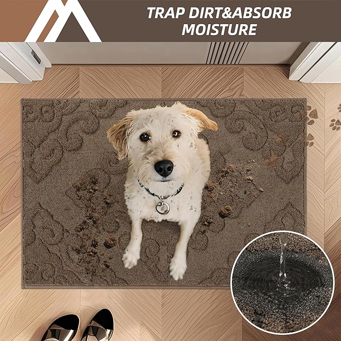 COSY HOMEER-Door-Mat-Non-Slip-Entryway-Rug 20”x32” Absorbent Welcome Mats Washable Dirt Trapper Door Mat Entrance Floor Mats for Front Back Doormats and Wet Shoes,Brown-Ruum Studio Home
