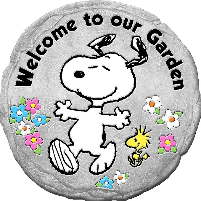 Spoontiques - Peanuts Welcome Stepping Stone - Decorative Garden Stone for Yard, Patio, Garden or Walkway - Outdoor or Indoor Home Decor (13443)-Ruum Studio Home