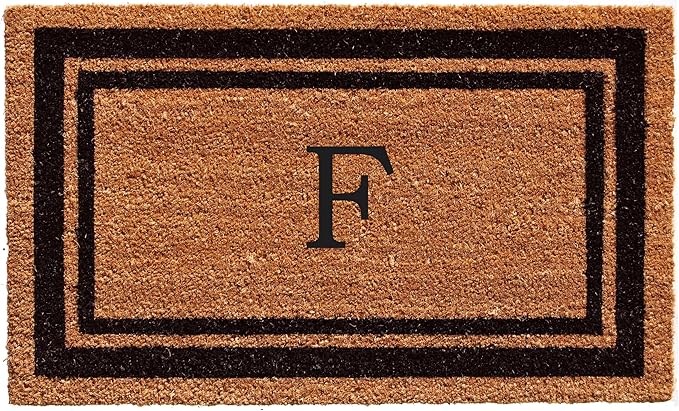 Calloway Mills 152963672F Black Border 36" x 72" Monogram Doormat Letter (F)-Ruum Studio Home