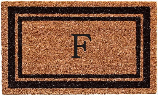 Calloway Mills 152963672F Black Border 36" x 72" Monogram Doormat Letter (F)-Ruum Studio Home