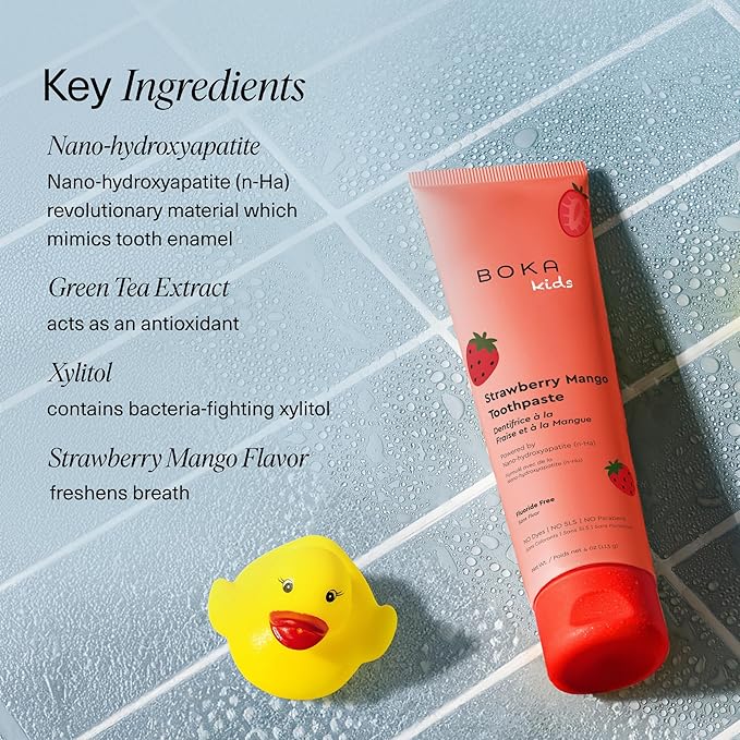 Boka Fluoride Free Toothpaste Nano Hydroxyapatite Toothpaste - Strawberry Mango Flavor, 4 oz 1Pk US Manufactured-Ruum Studio Home