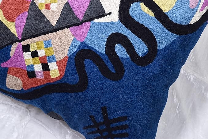 Wool Cotton Blend Abstract Flow Plush Pillow Cover - 18x18, Indoor and Outdoor-Ruum Studio Home