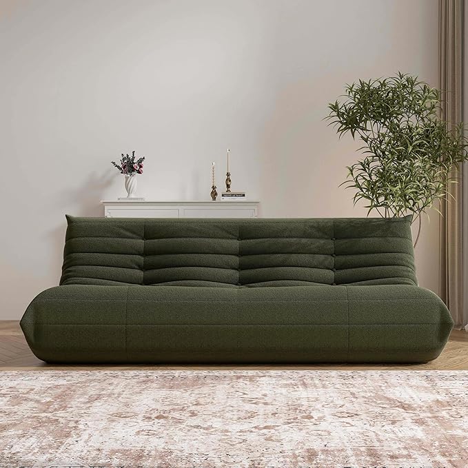 Big Bean Bag Chairs for Adults, 3 Seater Large Floor Sofa (Green)-Ruum Studio Home