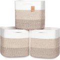 NaturalCozy 13 Inch Cube Storage Bins Cotton Rope Woven Baskets for Organizing 3-Pack | 13 x 13 Storage Cubes | Fabric Square Storage Baskets for Shelves Organizer, Kids Toy Bins, Closet Baby Nursery-Ruum Studio Home