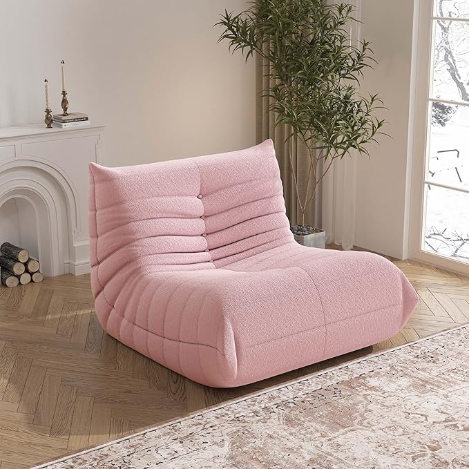 Bean Bag Chair, Fireside Chair Bean Bag Sofa Large Bean Bag Chair for Adults, Bean Bag Chairs for Teens with High Density Comfortable Foam, Memory Foam Bean Bag for Living Room, Bedroom (Pink)-Ruum Studio Home