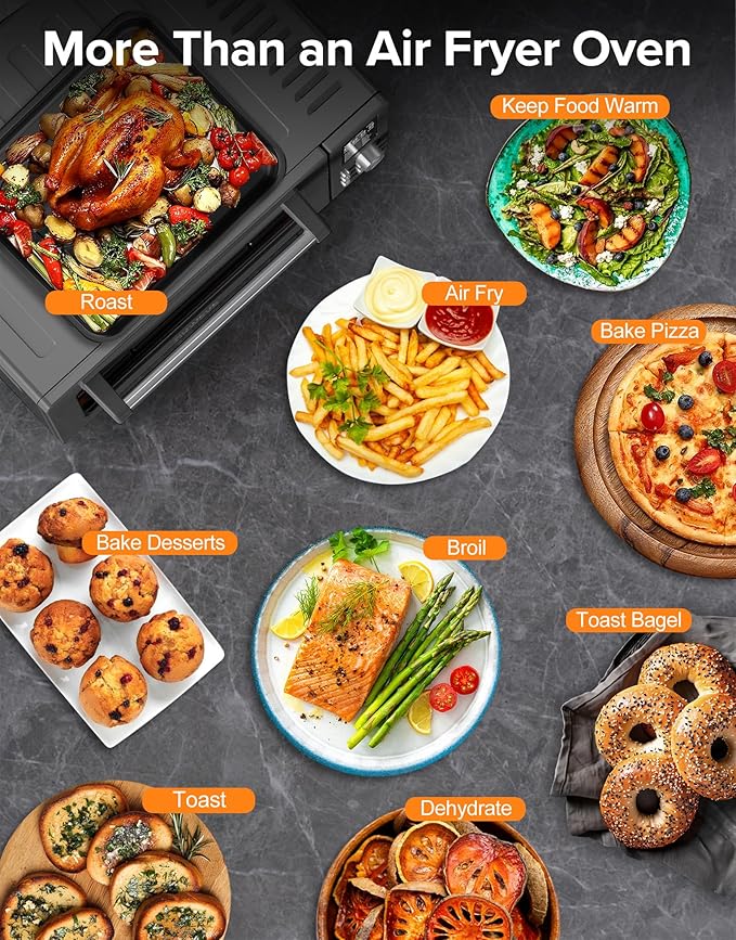 Nuwave Bravo Pro Smart Air Fryer Toaster Oven Combo, Airfryer Convection Oven Countertop, 12-in-1 Functions with Quicker & Even Crisp Technology, 1800W, 50-450°F, PFAS-Free, 21QT, Black-Ruum Studio Home
