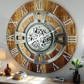 The Gears Clock Real Moving Gear Wall Clock England Line (Vintage Brown, 24 inches (60 cm))-Ruum Studio Home