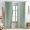 RAIN CITY Light Green Linen Blackout Curtains 90 Inch Long for Living Room,2 Panels Pinch Pleated Drape with Hooks Back Tab Boho Decor, Textured Full Black Out Curtains for Bedroom 50 x 90-Ruum Studio Home