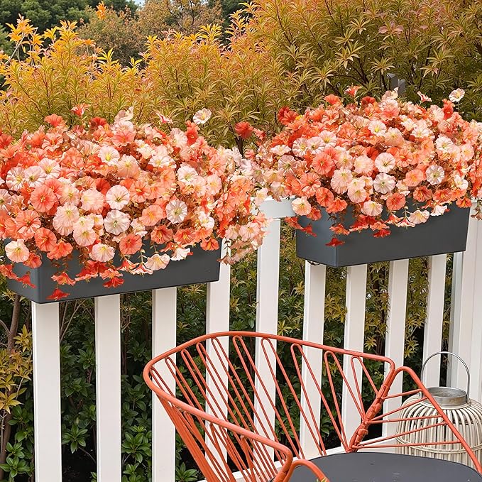 Artificial Mums for Outdoors Fake Fall Flowers Plants for Autumn Decoration, 12 Bundles Silk Morning Glory with Eucalyptus Look Real UV Resistant Faux Mums for Outside Planters Yard Patio Porch, Mix-Ruum Studio Home