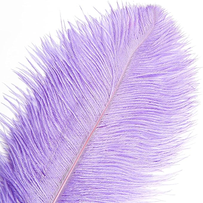 THARAHT Lavender Ostrich Feathers 12pcs Large Natural Bulk 16-18Inch 40cm-45cm for Wedding Party Centerpieces Easter Gatsbi and Decoration Feather-Ruum Studio Home
