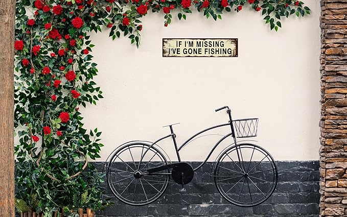 Vintage Tin Sign Retro Metal Funny If I'm Missing I've Gone Fishing Signs for Home Decor Stylish Wall Art Plaques Gift for Home Door Entrance Fence and Wall Decor in Every Room 16x4 in-Ruum Studio Home