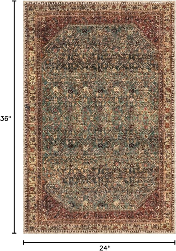 Keen Home Design 2x3 Rug - Machine Washable Entry Rug with Non-Slip Backing, Ideal for Enteryway, Kitchen, Bathroom, Laundry Room - Vintage, Easy Clean, Durable, Low Pile Rug - (2' x 3')-Ruum Studio Home