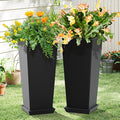 FENCY Set of 2 Tall Planters for Outdoor Plants, 24 Inch Large Tapered Pots with Drainage Trays, Weather-Resistant Plastic Plant Containers for Patio, Porch, Garden, Front Door Decor,Black-Ruum Studio Home