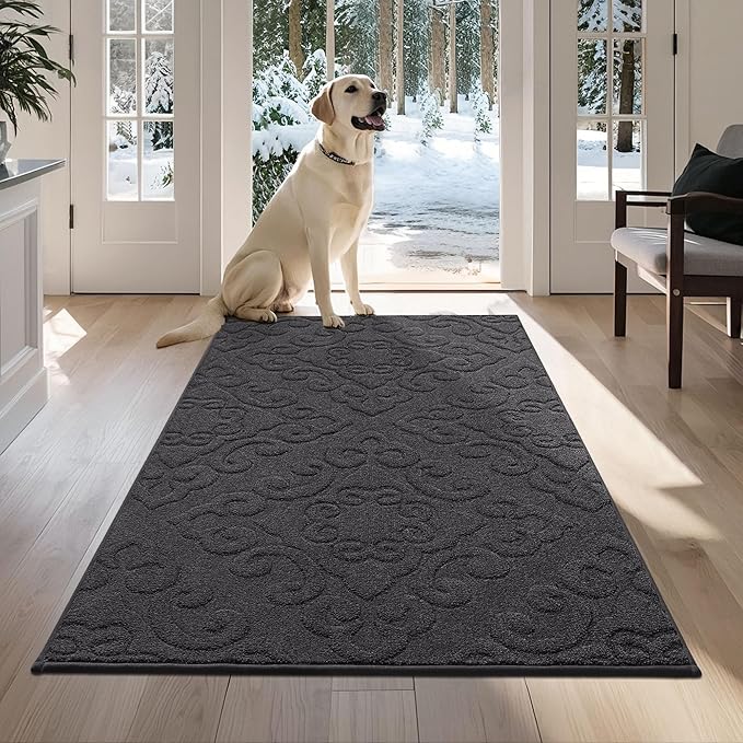 COSY HOMEER-Door-Mat-Non-Slip-Entryway-Rug 36”x60” Absorbent Welcome Mats Washable Dirt Trapper Door Mat Entrance Floor Mats for Front Back Doormats and Wet Shoes,Dark Grey-Ruum Studio Home