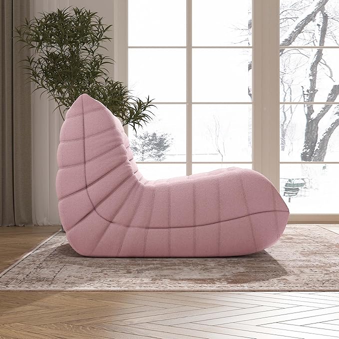 Bean Bag Chair, Fireside Chair Bean Bag Sofa Large Bean Bag Chair for Adults, Bean Bag Chairs for Teens with High Density Comfortable Foam, Memory Foam Bean Bag for Living Room, Bedroom (Pink)-Ruum Studio Home