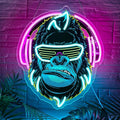 Headphones Gorilla Neon Sign Dimmable Kong Led Neon Light for Wall Decor,Game Room,Man Cave,Home Party Bar Decor,USB Powered Led Sign-Ruum Studio Home
