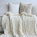 Maetoow Chenille Chunky Knit Blanket Throw （30×40 Inch）, Handmade Warm & Cozy Blanket Couch, Bed, Home Decor, Soft Breathable Fleece Banket, Christmas Thick and Giant Yarn Throws, Cream-Ruum Studio Home