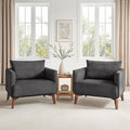 Oversized Accent Chair Modern Boucle Armchair for Living Room Sets of 2 - 37" Wide & Cozy Reading Chair with Solid Wood Legs, Dark Gray Upholstered Lounge Chair for Bedroom & Office (Easy Assembly)-Ruum Studio Home
